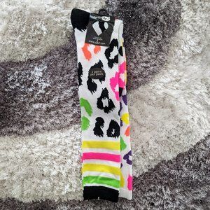 2 Pairs New Wave Neon Leopard Knee Socks